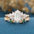 1.0Carat Hexagon Moissanite Matching Diamonds | Lab Grown Emerald Rose Gold Wedding Bridal Set