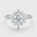 Round Moissanite Halo | Flower Half Eternity Engagement ring