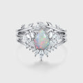 3PCS Pear cut Opal Engagement ring Bridal Set