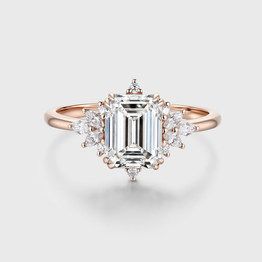 2.0CT Emerald cut Lab grown Diamond Halo Engagement Ring