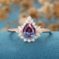 Pear cut Lab Alexandrite | Diamond Engagement ring