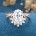 3.0Carat Oval cut Moissanite Engagement ring Bridal Set