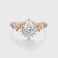 1.0CT~5.0ct  Pear cut Lab grown Diamond Twisted Shank Leaf Engagement Ring