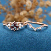 Princess cut Alexandrite | Diamond Engagement Ring Bridal Set 