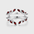 Nature Inspired Garnet Double Curved Wedding Band