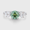 6mm Round Green Moissanite Cluster Engagement ring