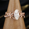 Nature Inspired Marquise cut Moissanite Leaf Gold Engagement Ring