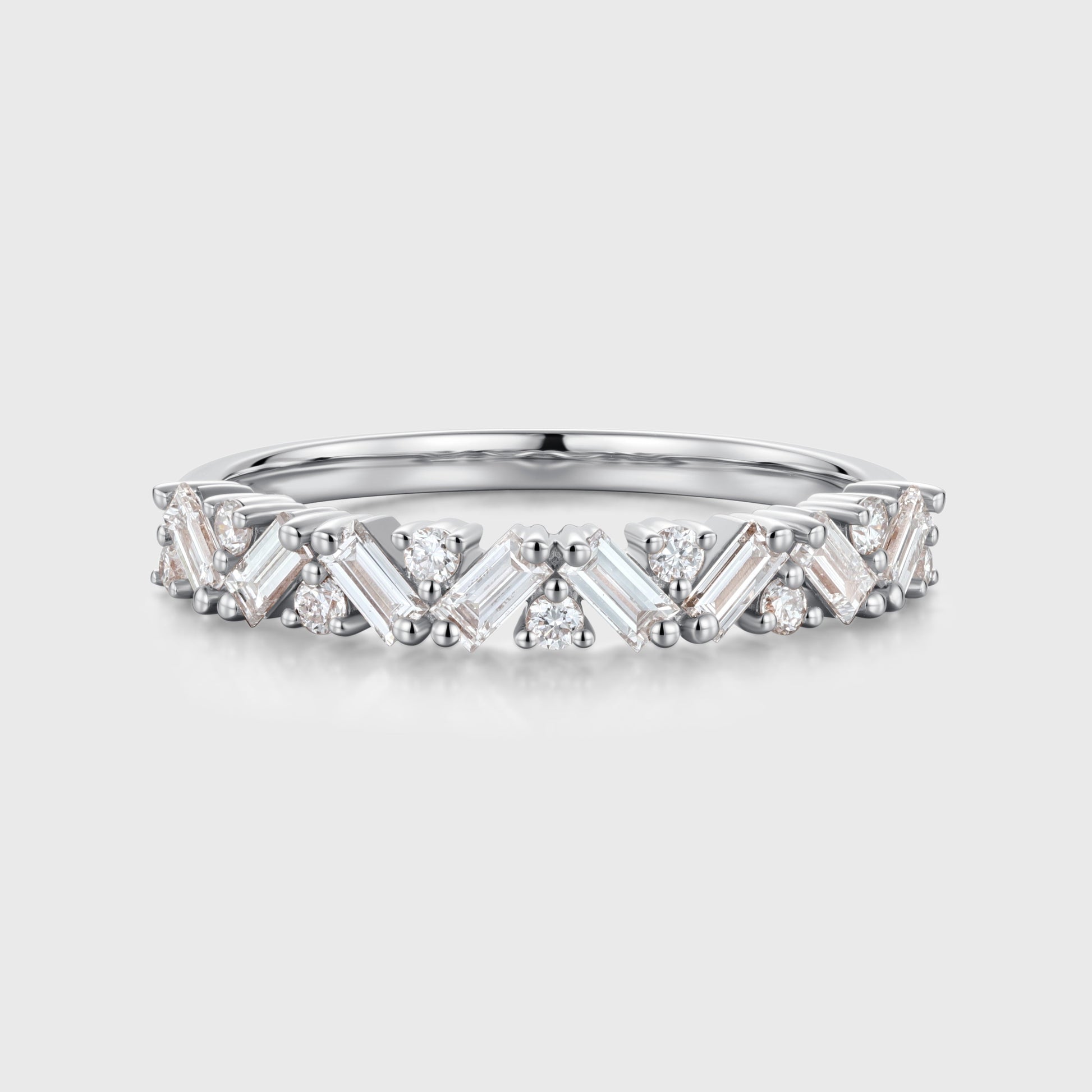 Half Eternity Baguette cut Moissanite | Diamonds Stacking Wedding Band