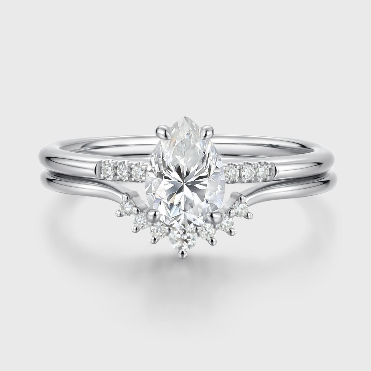 Pear Cut Moissanite Engagement ring Bridal Set