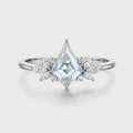 Kite cut Moissanite Cluster Engagement Ring