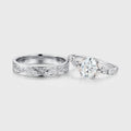Nature Inspired Moissanite Couple Rings | D Color VVS1 | Rose Gold Leaf Wedding Bridal Set