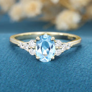1.0Carat Oval cut Moonstone Cluster Engagement Ring