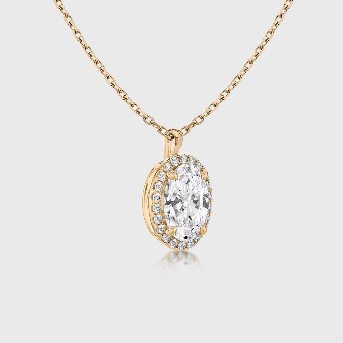 1.0 Carat  Oval Cut Lab grown diamond Pendant Necklace