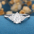 1.2Carat Vintage Pear shaped Moissanite Cluster Engagement Ring