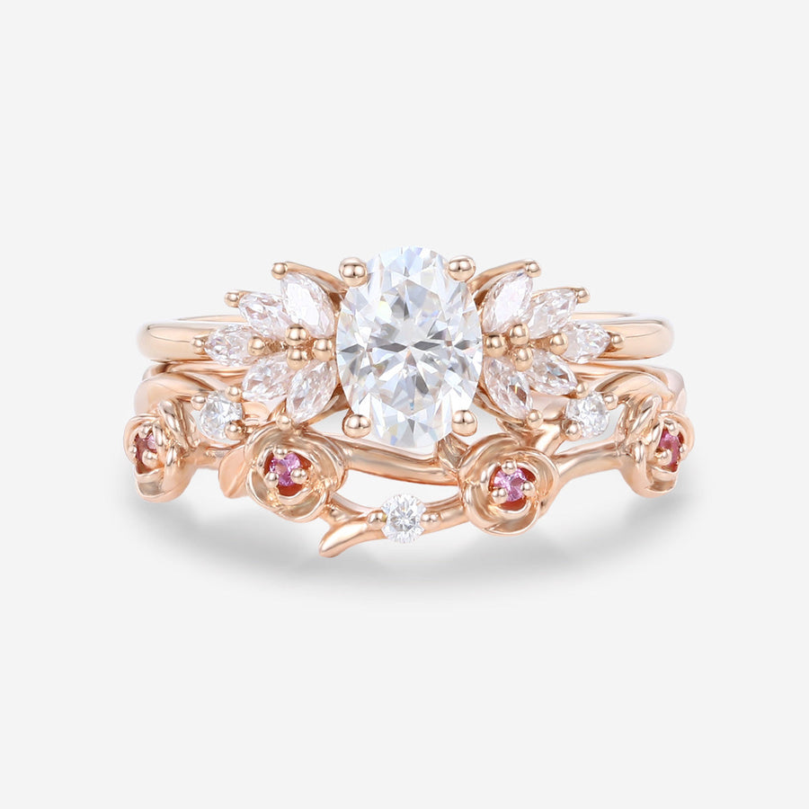 Oval cut 1.0 Carat Lab-Grown Diamond Wedding Bridal set