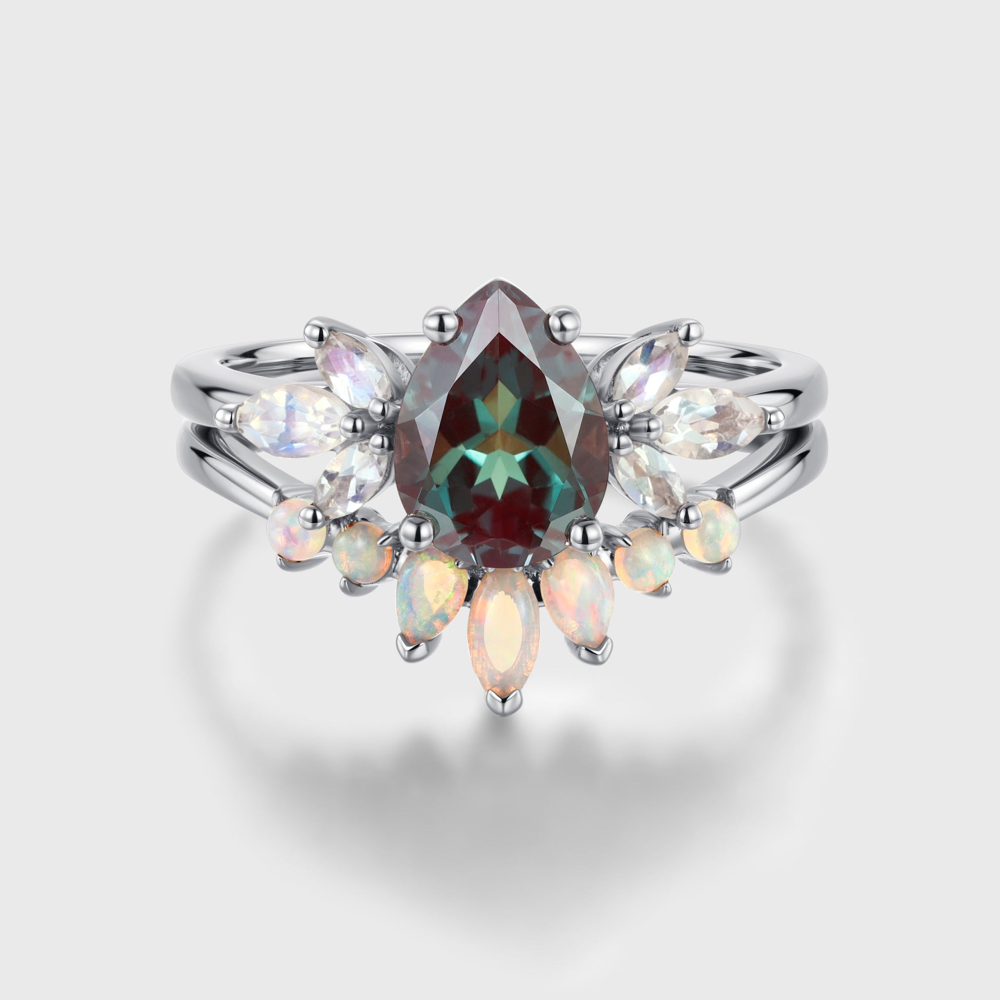 Pear Cut Lab Alexandrite Ring set
