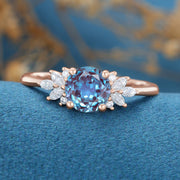 Round cut Alexandrite | Diamond Engagement ring 