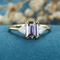2.0Carat Emerald Cut Alexandrite Engagement Ring