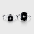 Emerald cut Black Onyx Rose Gold Couples Ring Set