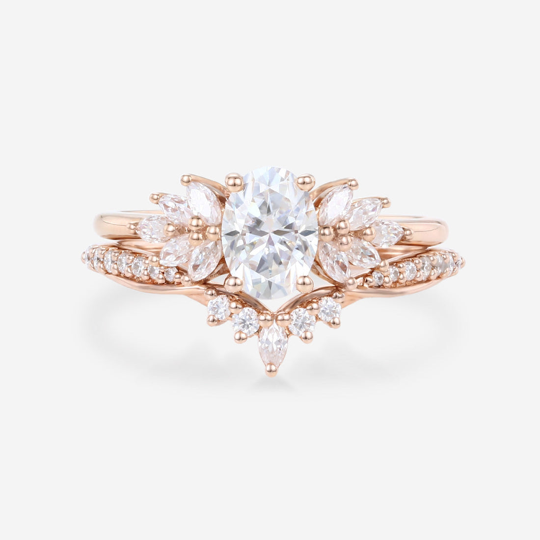Oval cut 1.0 Carat Lab-Grown Diamond Wedding Bridal set