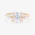 Radiant cut Moissanite Cluster Engagement ring