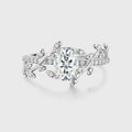 Nature Inspired Oval cut Moissanite Leaf Gold Engagement Ring