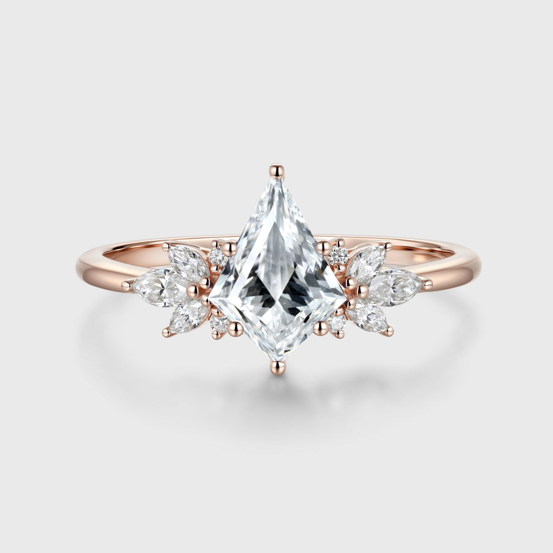1.0CT~3.0CT Kite cut Lab grown Diamond Cluster Engagement Ring