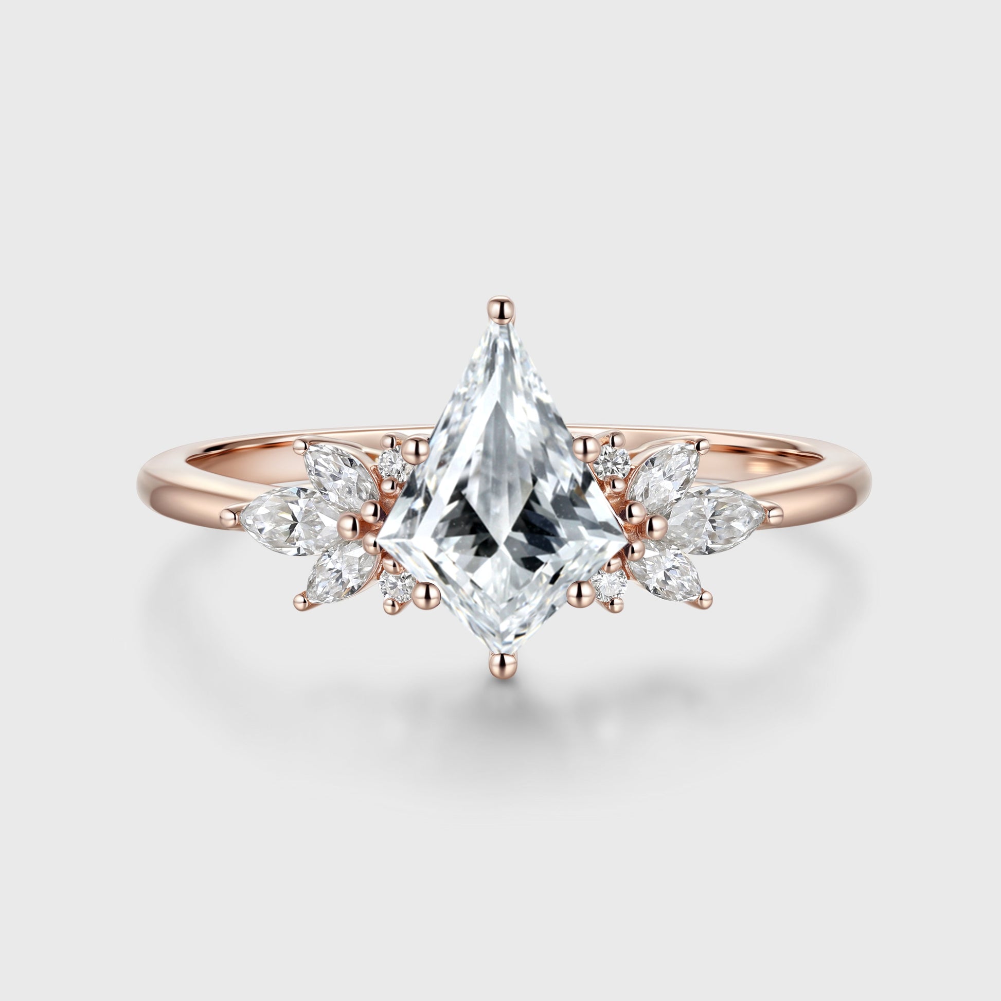 1.0CT~3.0CT Kite cut Lab grown Diamond Cluster Engagement Ring