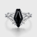 Coffin cut Black Onyx Gothic Bridal Set