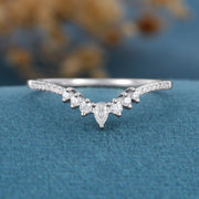 Pear shaped Diamonds | Moissanite half eternity Curved Wedding Band Ring