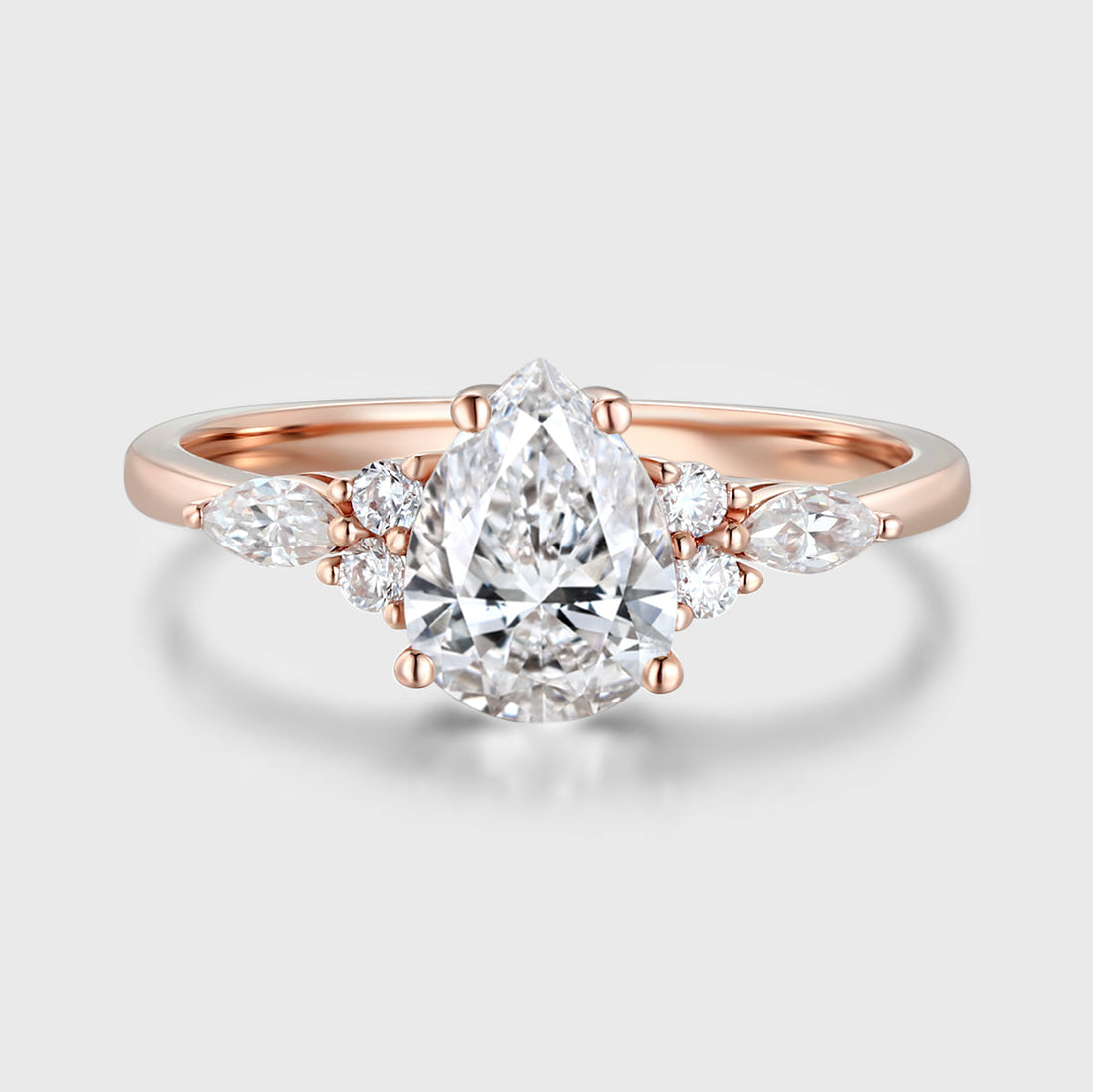 1.0CT~5.0ct Pear cut Lab grown Diamond Cluster Engagement Ring