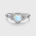 1.5 Carat Round cut Moonstone Flower Engagement Ring