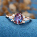 Oval cut Alexandrite | Diamond Engagement ring 