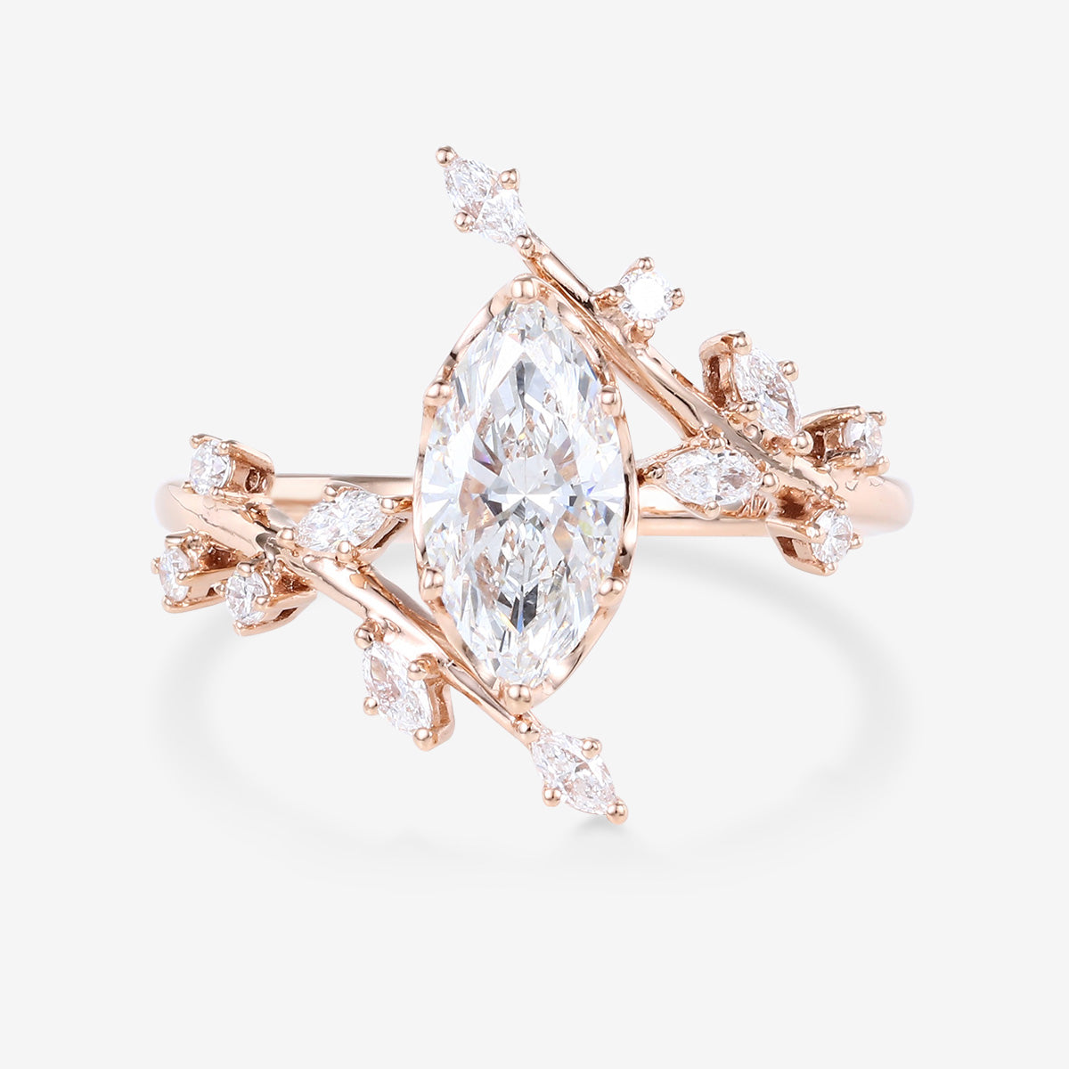 Bezel setting Marquise cut Lab-grown Diamond Rose Gold Engagement Ring