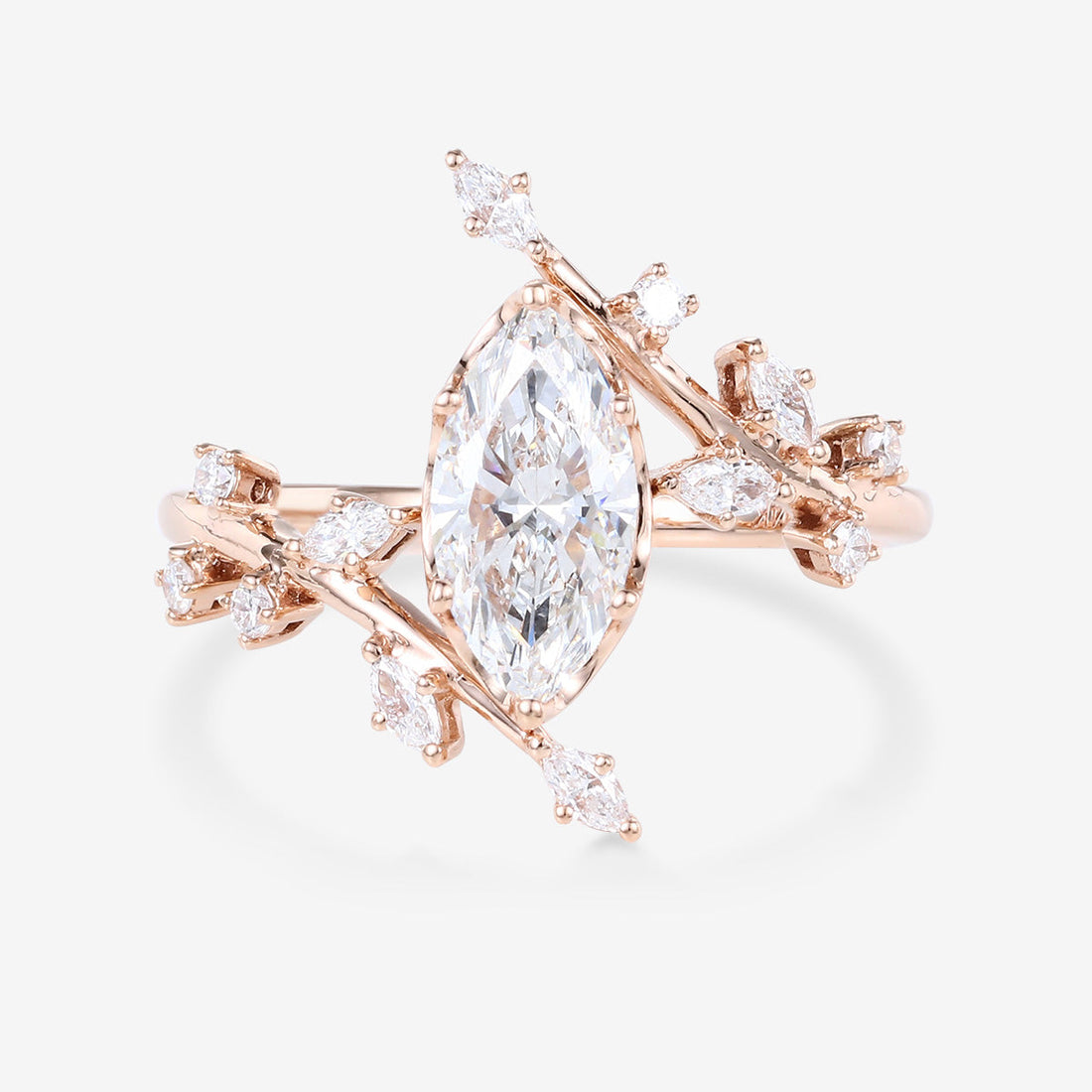 Bezel setting Marquise cut Lab-grown Diamond Rose Gold Engagement Ring