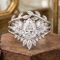 1.0CT~5.0CT Pear cut Lab Grown Diamond Cluster Ring Set, Minimalist Everyday Stackable Seta