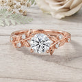 1.0CT~5.0CT Round cut Lab Grown Diamond Cluster Leaf Gold Engagement Ring