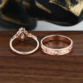 Nature Inspired Moissanite Couple Rings | D Color VS | Rose Gold Leaf Wedding Bridal Set
