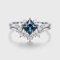 Princess cut Lab Alexandrite | Diamond Engagement Ring Bridal Set