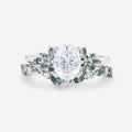 Oval cut Moissanite+ Opal Engagement ring Moss agate Wedding Bridal set (Copy)