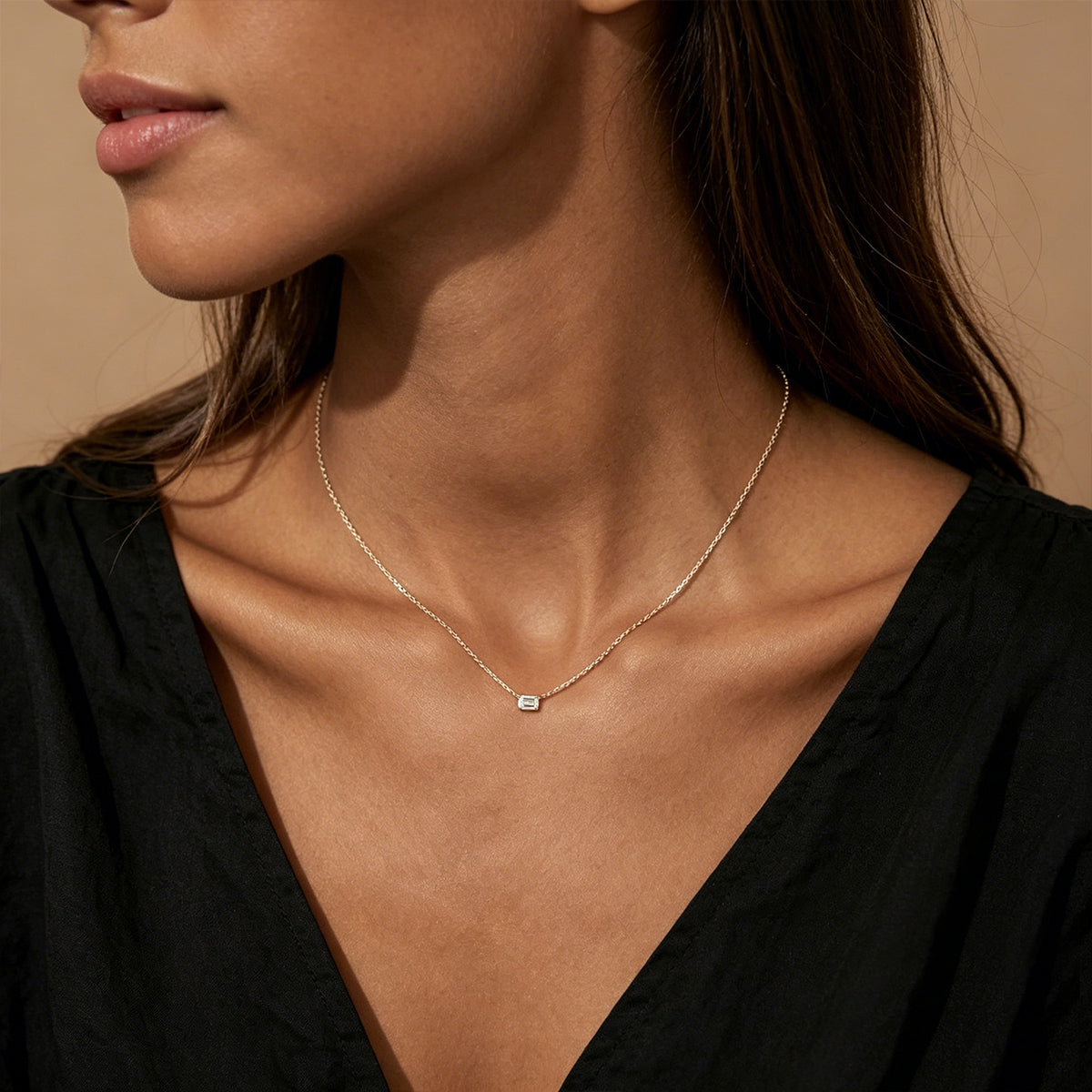 1.0 Carat  Emerald cut Lab grown diamond Pendant Necklace
