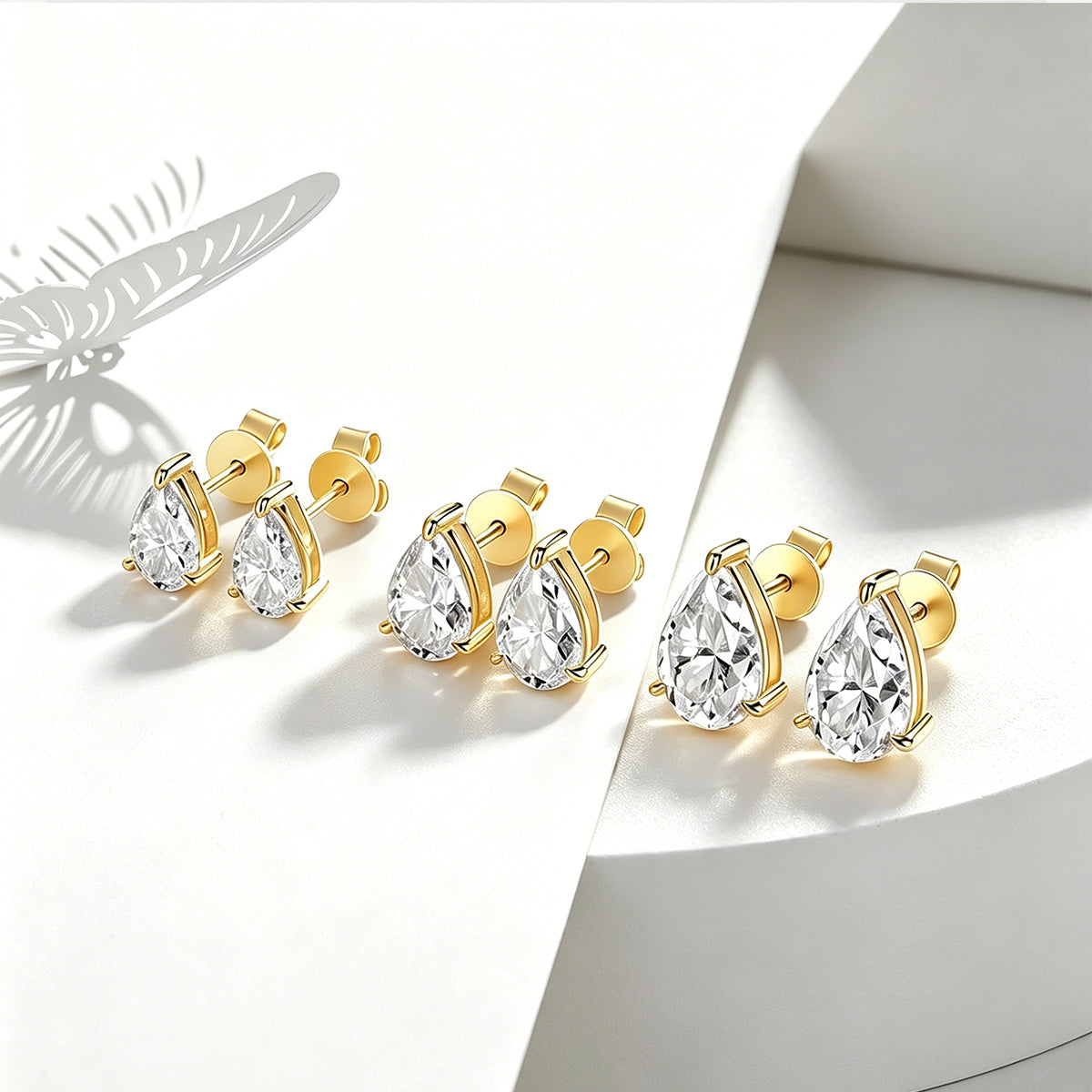 Pear Moissanite Minimalist Studs Earrings Set