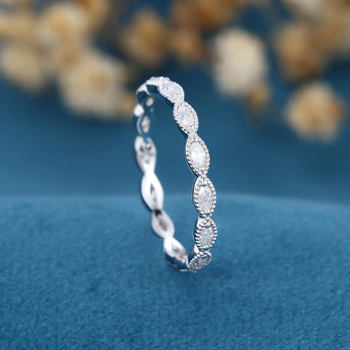 Moissanite | Diamond Fully Eternity Straight Wedding Band