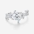 Nature Inspired Round cut Moissanite Leaf Gold Engagement Ring