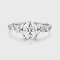 Nature Inspired Oval cut Moissanite Leaf Gold Engagement Ring