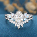 1.2Carat Oval cut Moissanite Engagement ring Bridal Set