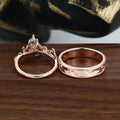 Forever Glow Moissanite Couple Rings |  D Color VVS1 | Rose Gold Leaf Wedding Bridal Set