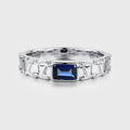 Unique Emerald cut Lab Sapphire Mens Wedding Band Promise Rings For Men