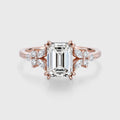 1.0CT~5.0CT Emerald cut Lab grown Diamond Cluster Engagement Ring Set