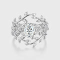Nature Inspired Oval cut Moissanite Leaf Gold ring set